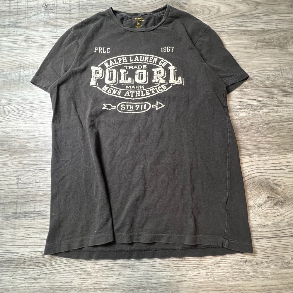 Polo Ralph Lauren Graphic T-Shirt Mens Medium Black Vintage Athletics 1967 RL
