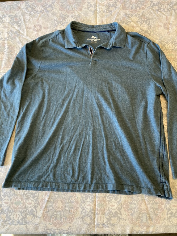 Tommy Bahama Size XXL long Sleeve Blue Polo Shirt Men’s