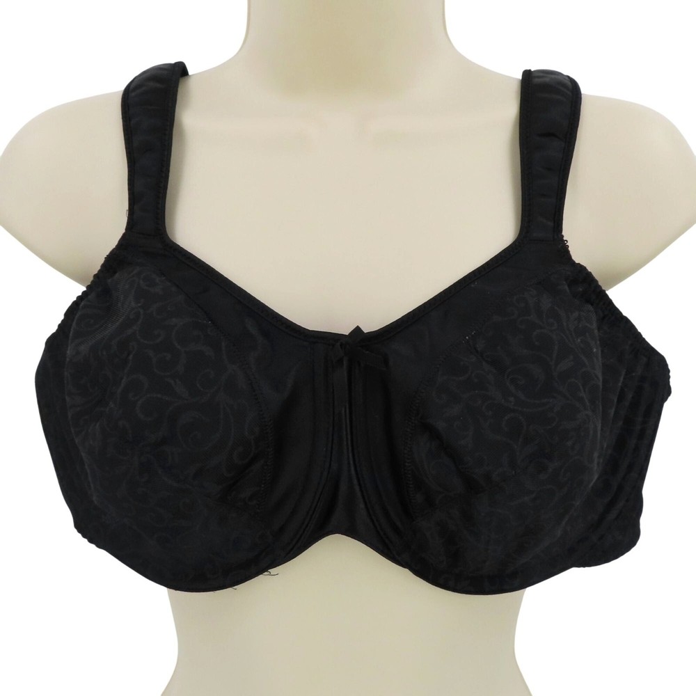 Bali 38C Bra 3562 Minimizer Black Swirl Scroll Underwire Unlined Wide Strap