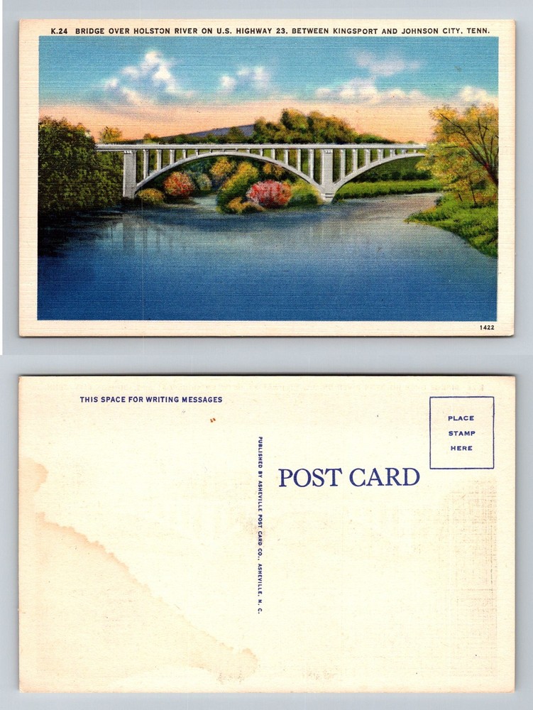 Kingsport, TN-Tennessee, Bridge Over Holston River Scenic View Vintage Postcard