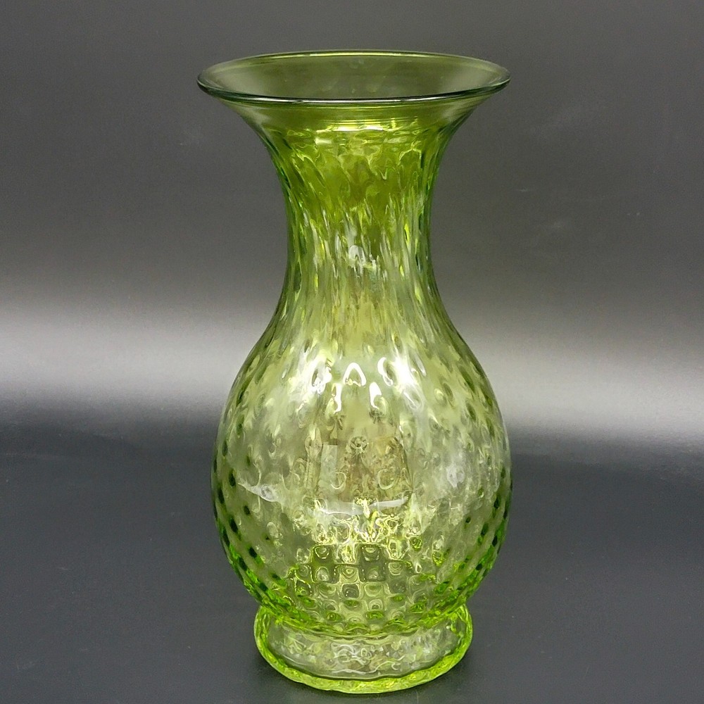 Vtg Blenko Glass 5904 Diamond Optic Vase In Spring Green 2006