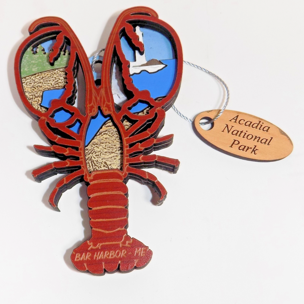 4 in. Lobster Wood Ornament Laser Cut, Acadia National Park / Bar Harbor Maine-image