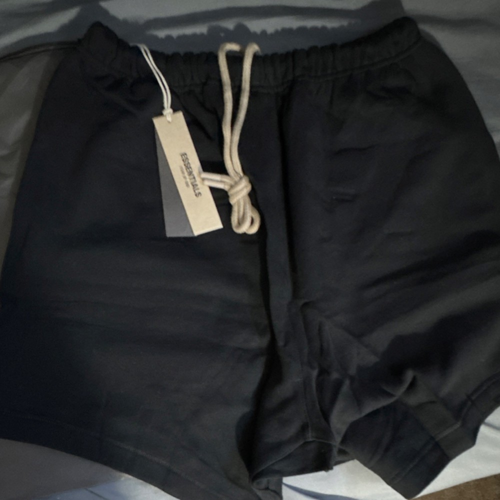 Medium size pair of Fear of God Essentials Men's Black Sweat Shorts Drawstring