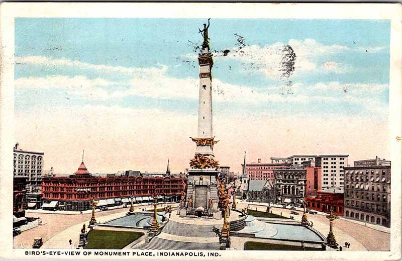 Postcard MONUMENT SCENE Indianapolis Indiana IN m/09 AM1072