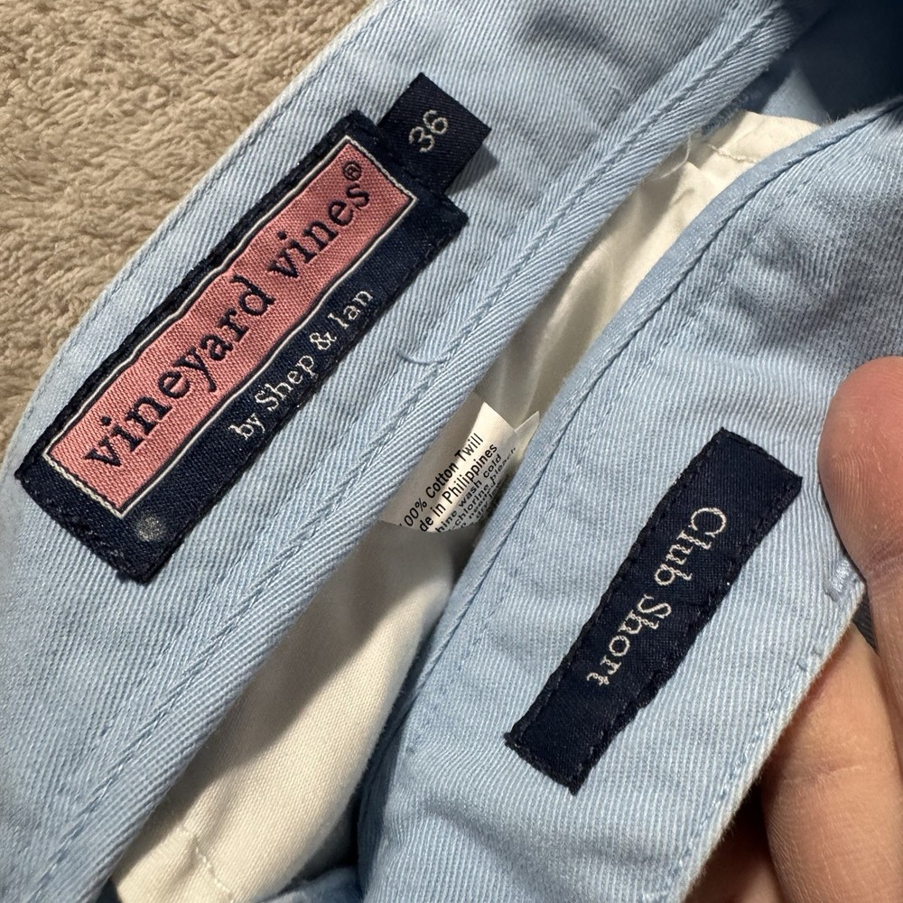 Vineyard Vines Shorts Men's 36 Light Blue Flat Front 100% Cotton Chino Club