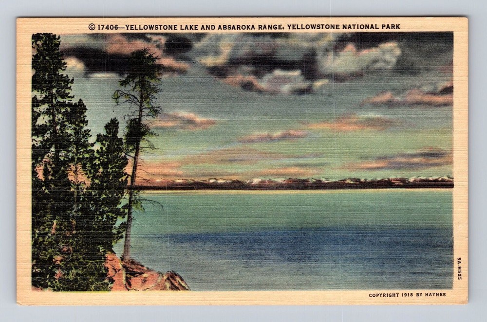 Yellowstone National Park, Yellowstone Lake, Series #17406 Vintage Postcard