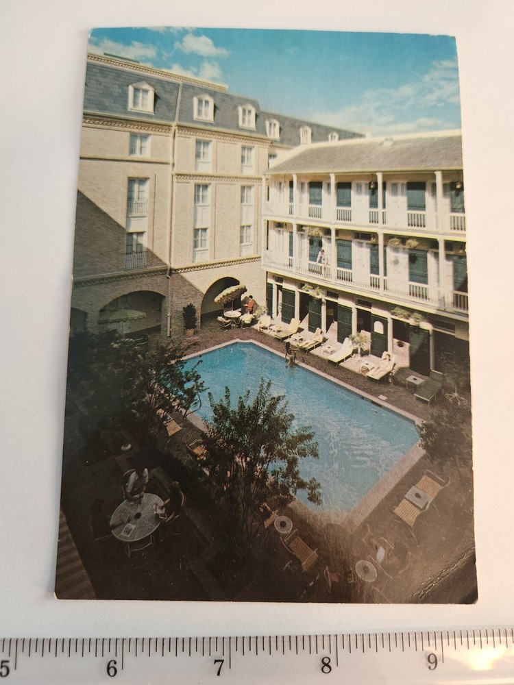 Swimming Pool Chateau Le Moyne Aerial Hotel New Orleans Vtg Postcard Unposted