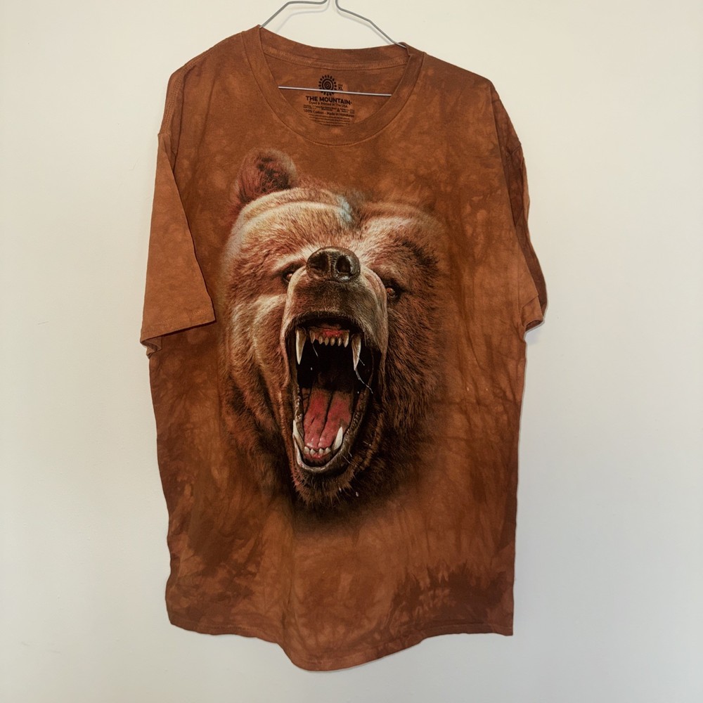 The Mountain Grizzly Bear Shirt Mens XL Tie Dye Graphic Tee Animal Wildlife USA