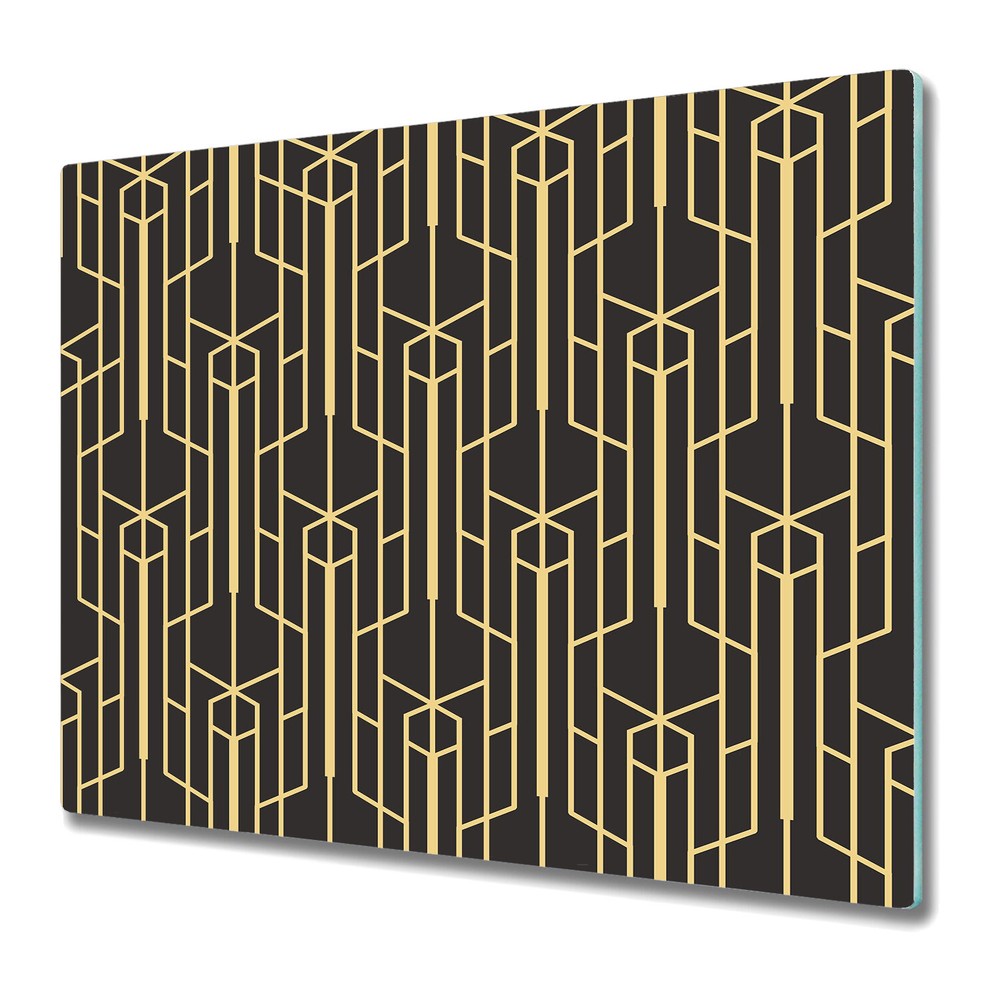 Serving Chopping Board Glass Cover Abstract monochrome golden and black 60x52