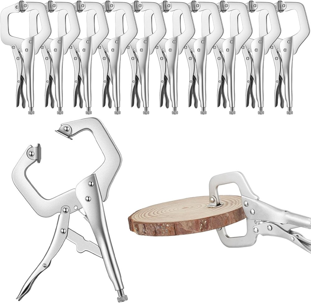 10 Pcs Locking C Clamp, Locking Pliers Adjustable Welding Clamp with Regular Tip