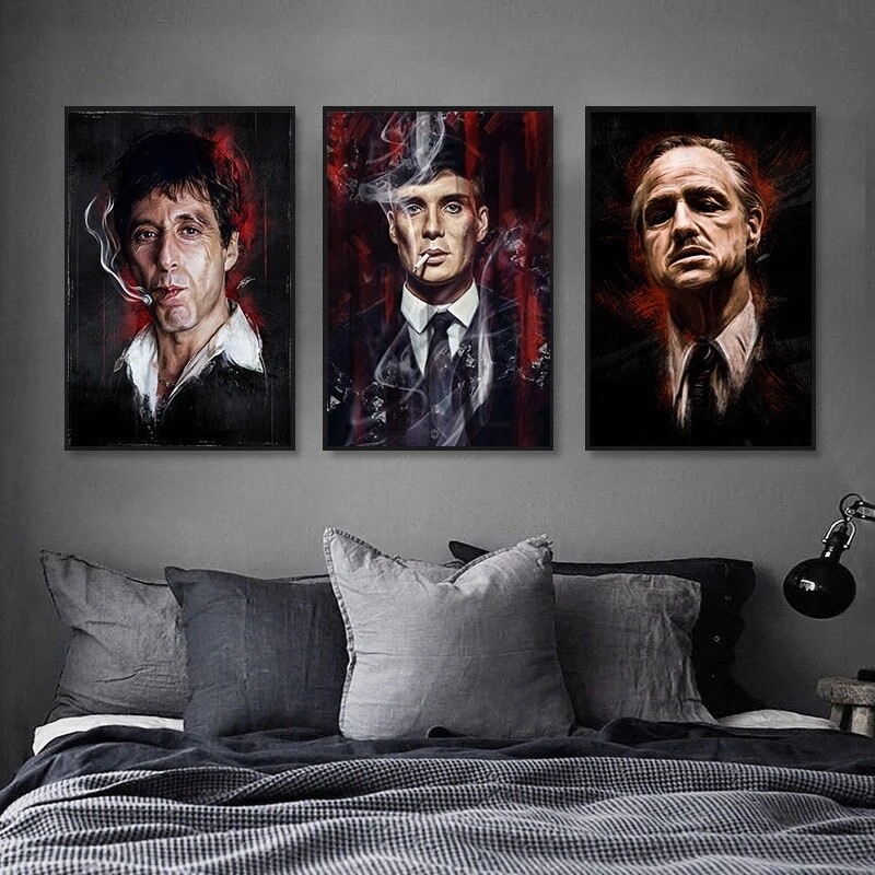 3pcs Godfather Shelby tony Montana mob boss movie canvas wall art home decor