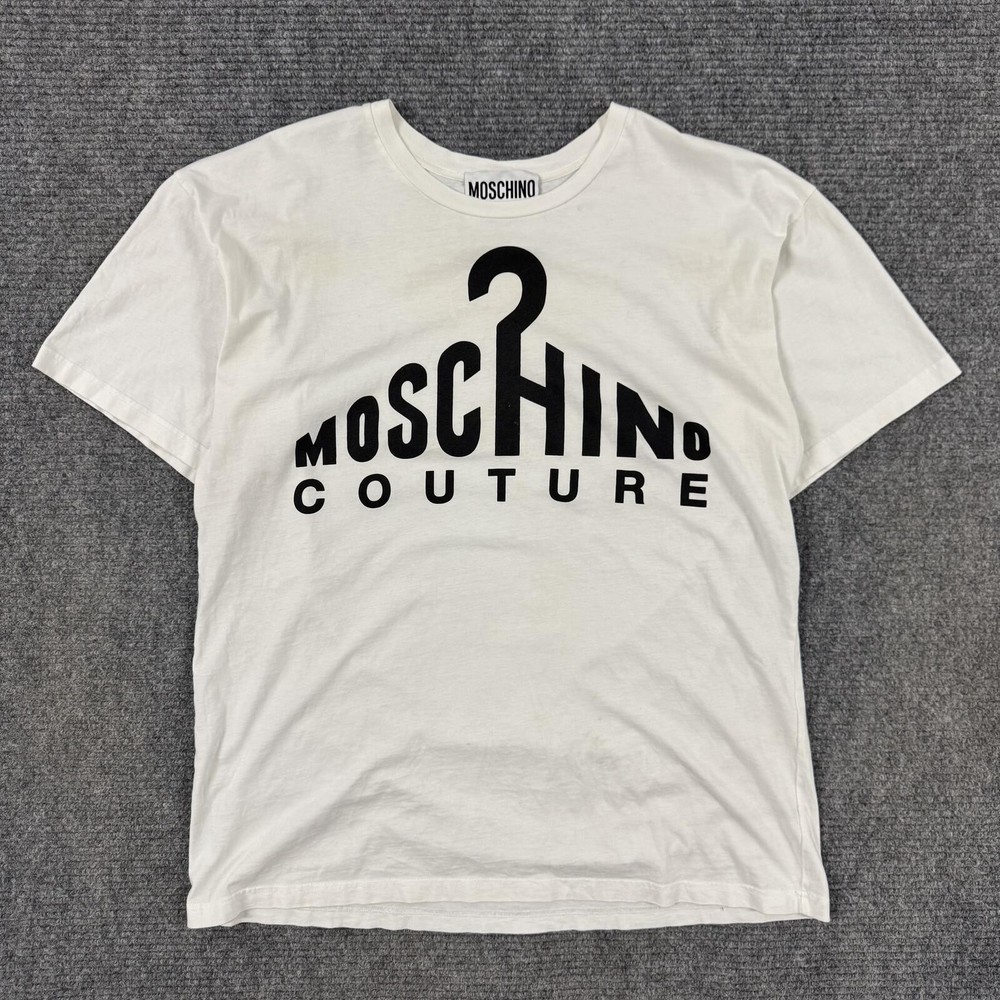 Moschino Couture Graphic Logo T Shirt White Milano Designer Tee Size M