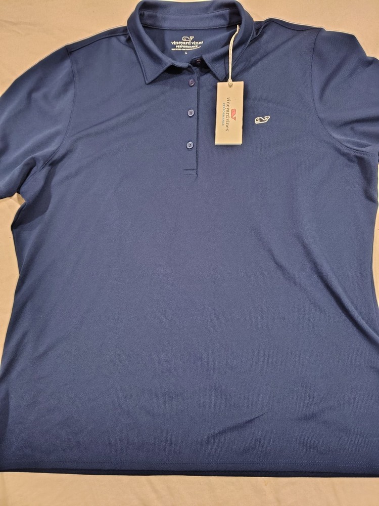 Vineyard Vines Women's Performance Golf Polo Size Large Blue Navy