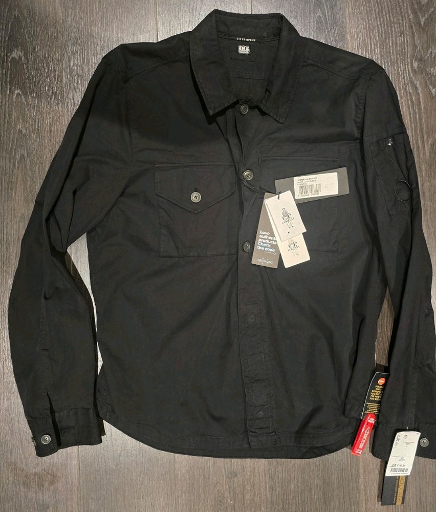✅️£303RRP CP Company Gabardine Shirt Long Sleeve Mens UK Large  Black