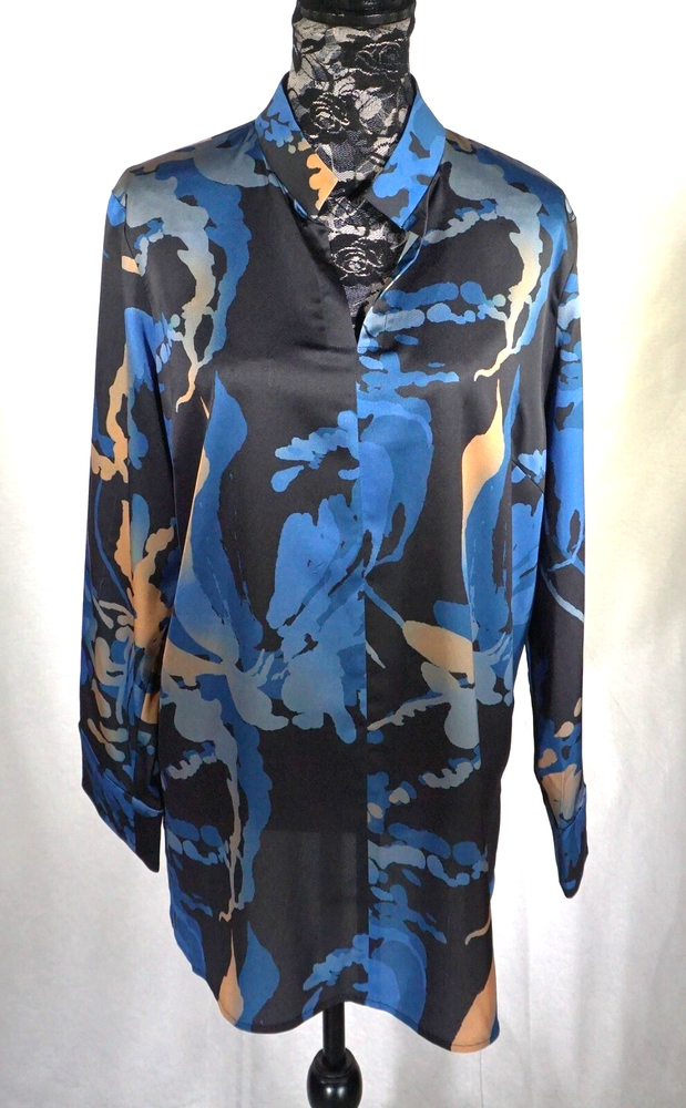 Misook printed long -sleeved blouse SZ L