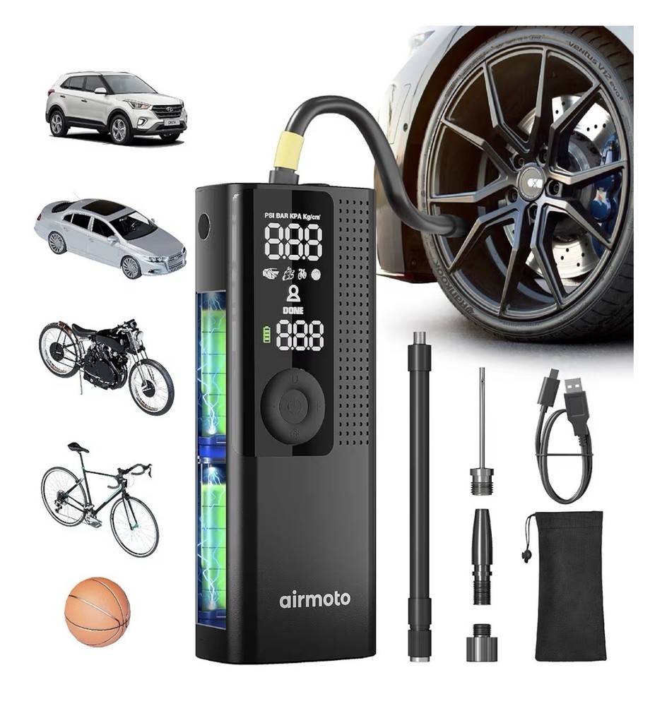 Airmoto Tire Inflator Portable Air Compressor - Air Pump for Car Tires with Digi