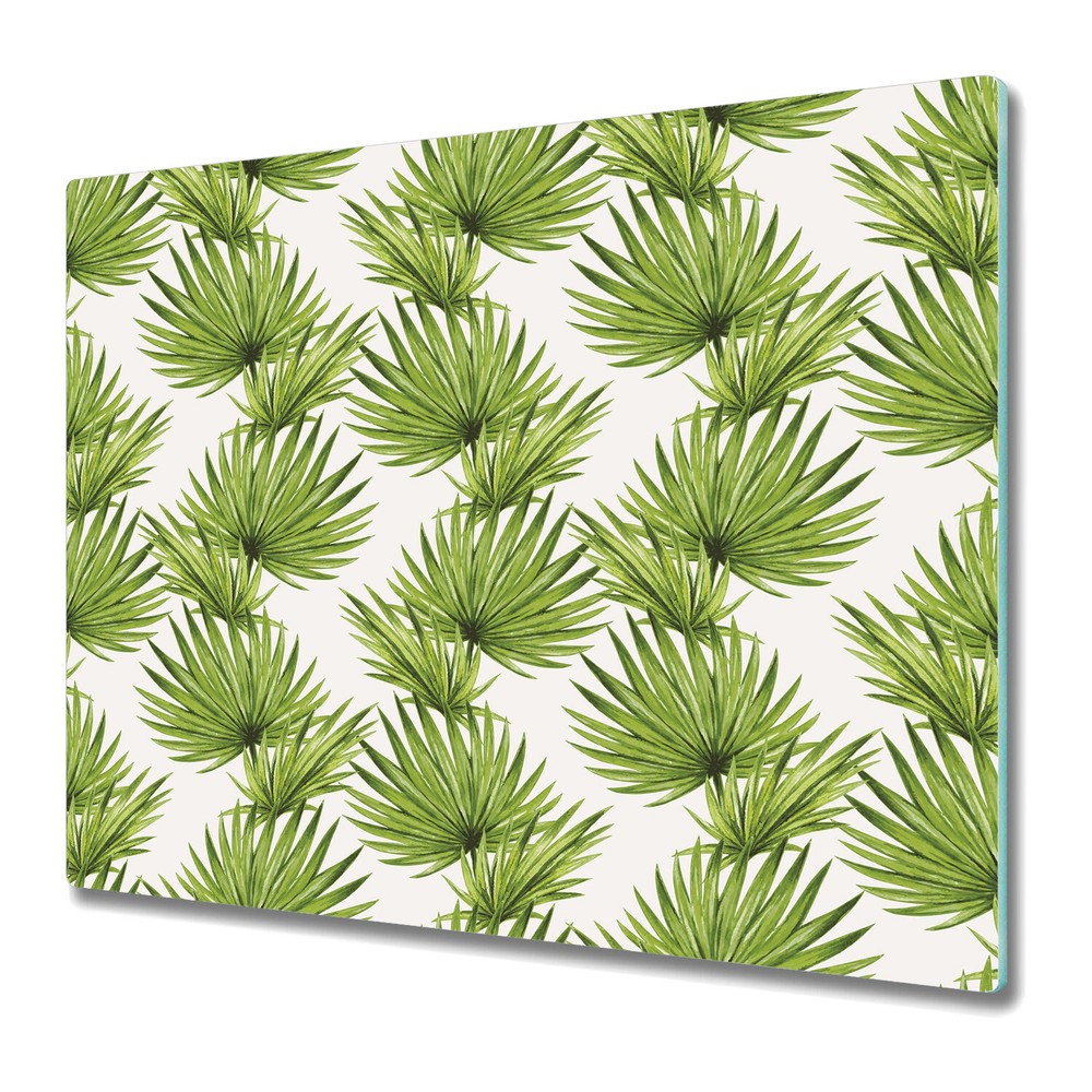 Glass Chopping Board Utensil Tropical leaf fabric Palm Exotic style plants 60x52
