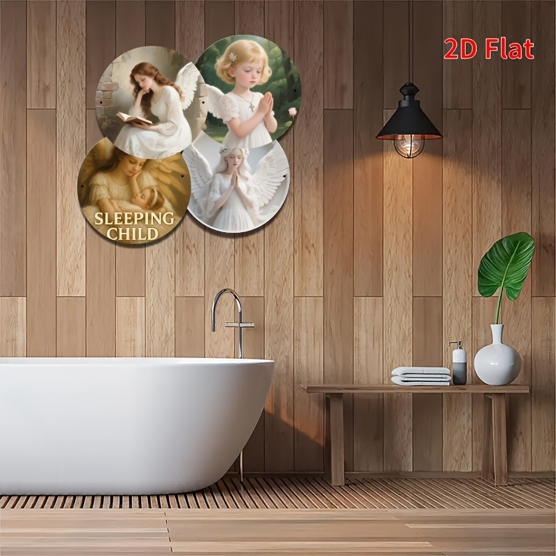 4pcs Halloween Round Aluminum Art - Home/Kitchen/Office Decor