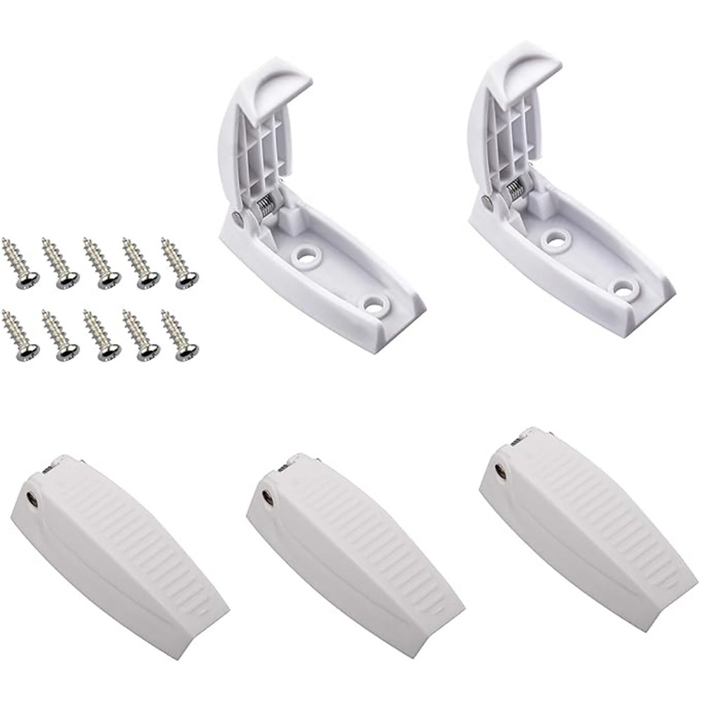 5Pack White Plastic Baggage Door Catch Holder Clip Kits for RV Trailer Motorhome