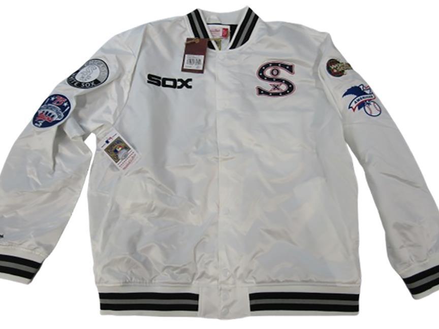 Chicago White Sox Mens Mitchell & Ness Light Weight Satin Snap Jacket Coat $150