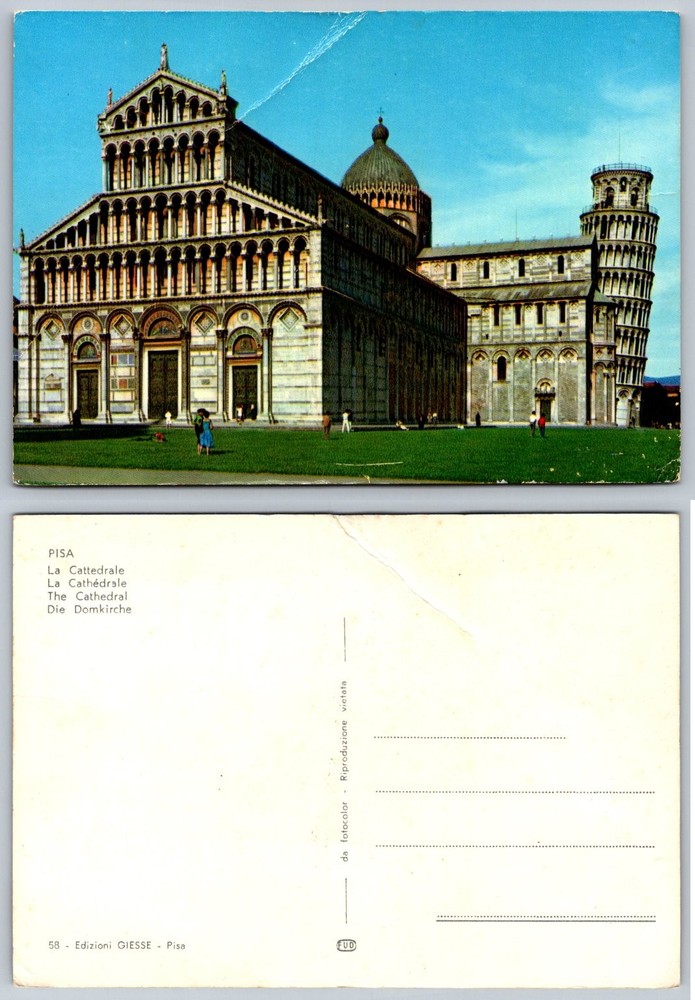 Pisa Cathedral Duomo Leaning Tower Italy Vintage Postcard Edizioni GIESSE