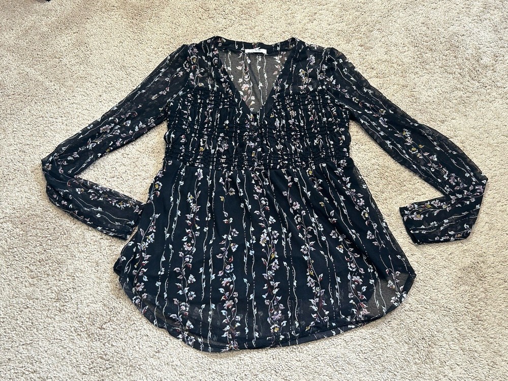 Maurices Womens Shirt Size Small Multicolor Floral Print Stretch Dressy
