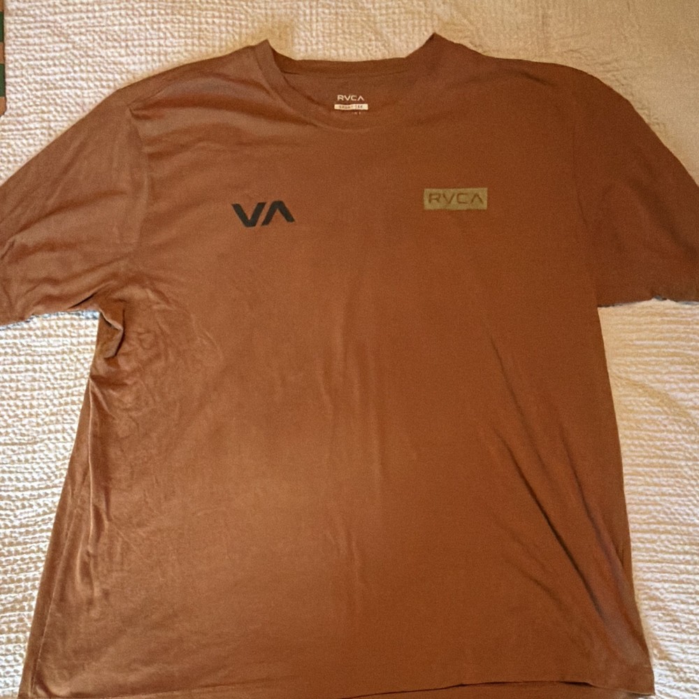RVCA Men's Sport Tee Brown Graphic Logo T-Shirt XL Regular Fit Crew Neck