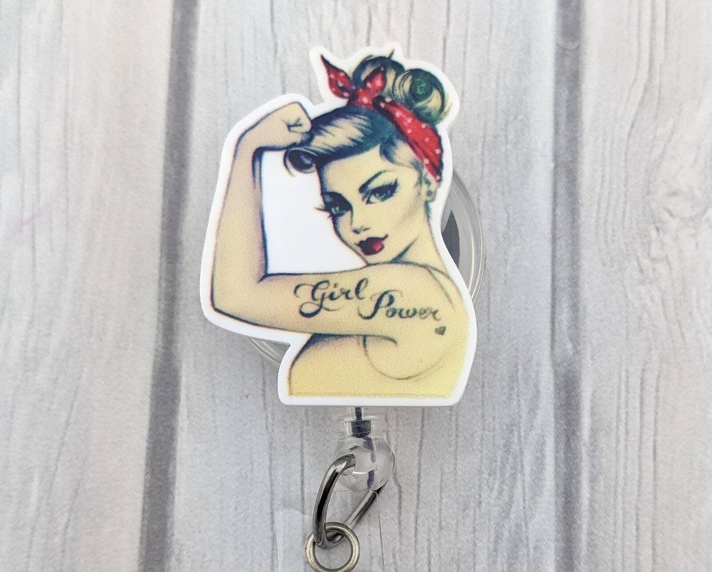 Badge Reel Nurse Gift Cute Badge Reel Retractable NurseGift Girl Power Reel