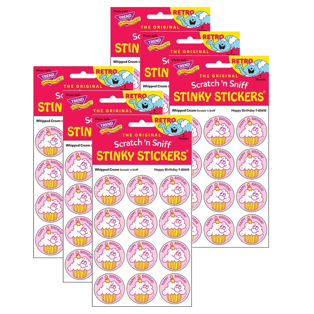 Happy Birthday Whipped Cream Scented Scratch 'n Sniff Stinky Stickers, 24 Per...