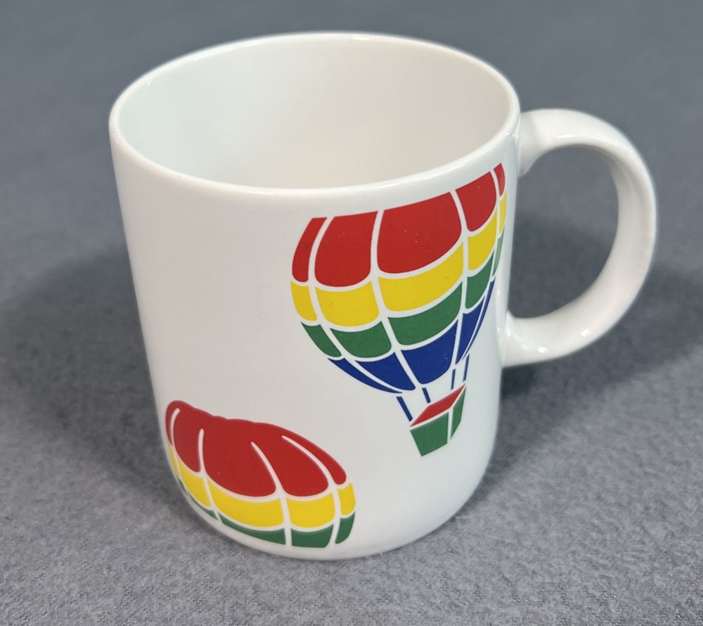 Vintage 80s 90s FTD Rainbow Retro Hot Air Balloon Coffee Mug Cup
