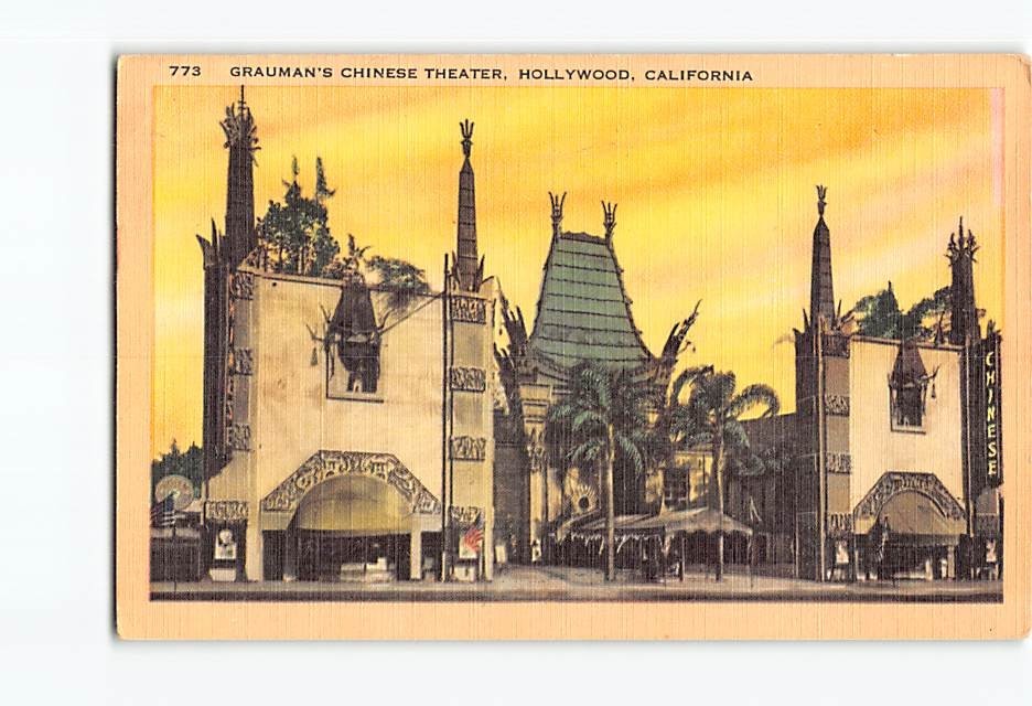 Postcard Graumans Chinese Theater Hollywood Los Angeles California USA