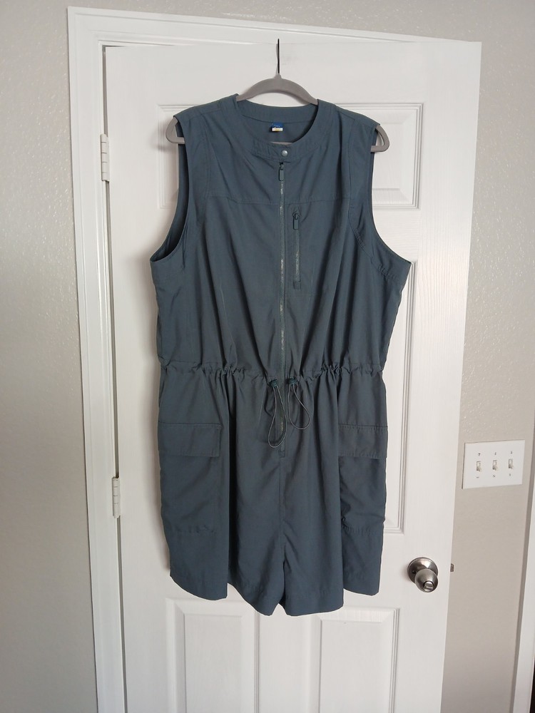 Old Navy Blue Stretchtech Romper 3X Sleeveless Athleisure Beach Resort Festival