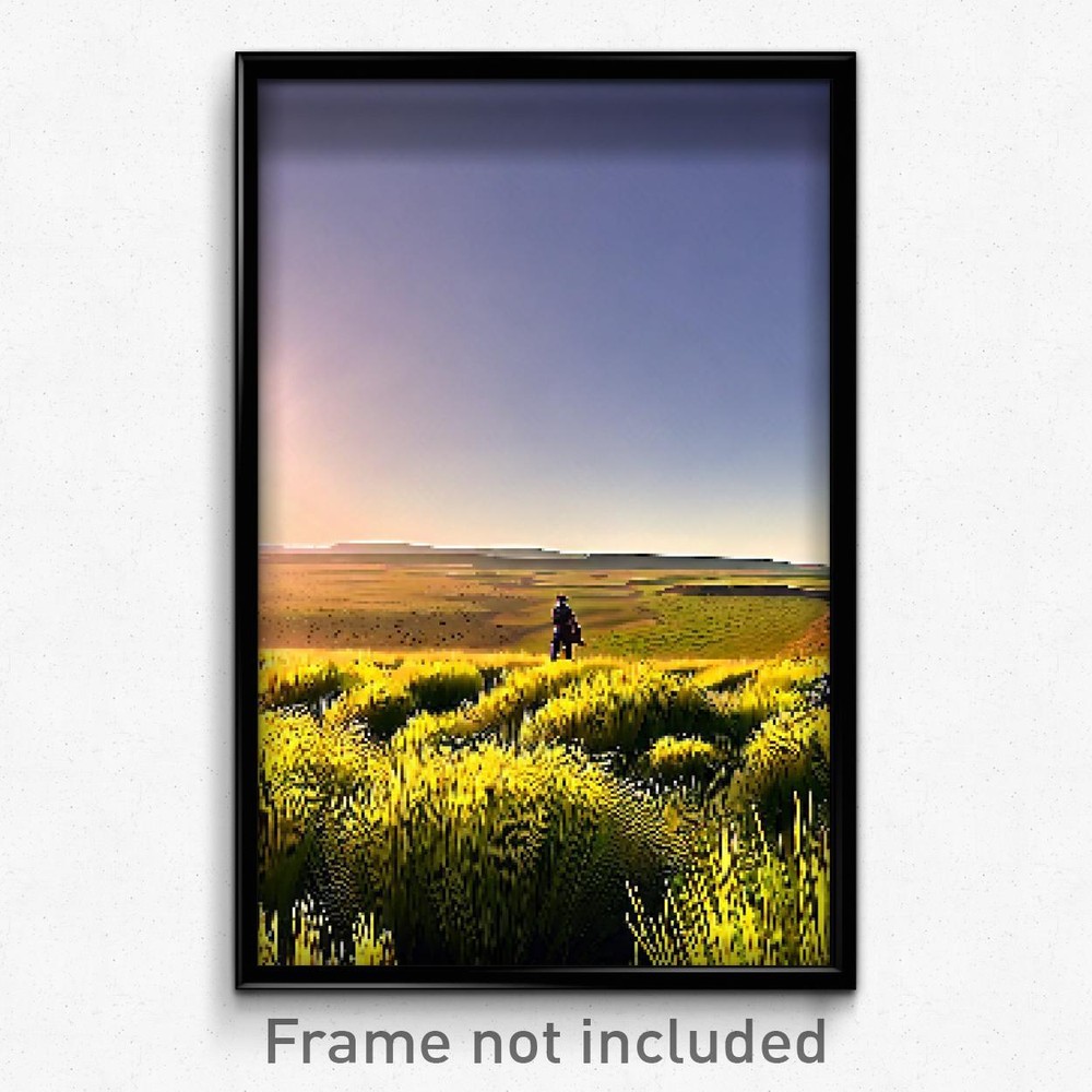 8-Bit Psychedelic Pixel Art Grassland Poster - Trippy Video Game Print