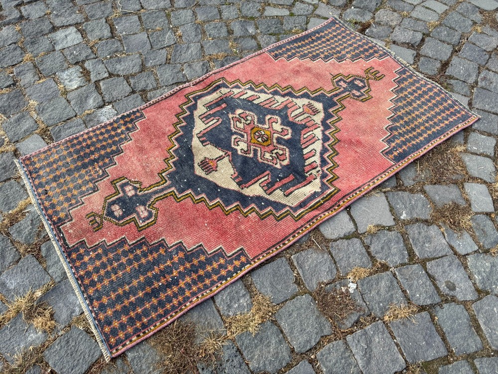 Handmade Wool Rug, Bohemian Area Rug, Turkish Vintage Rug, Home Rug 2,1 x 4,2 ft