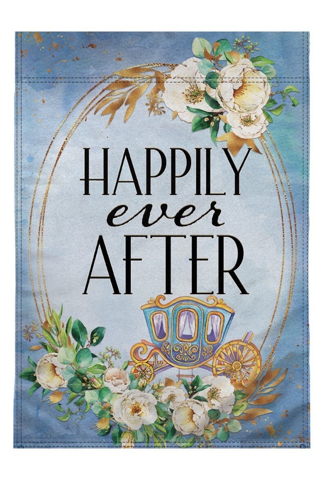 Happily Ever After Garden Flag 12x18in Double-Sided Wedding Flag Yard Porch Home