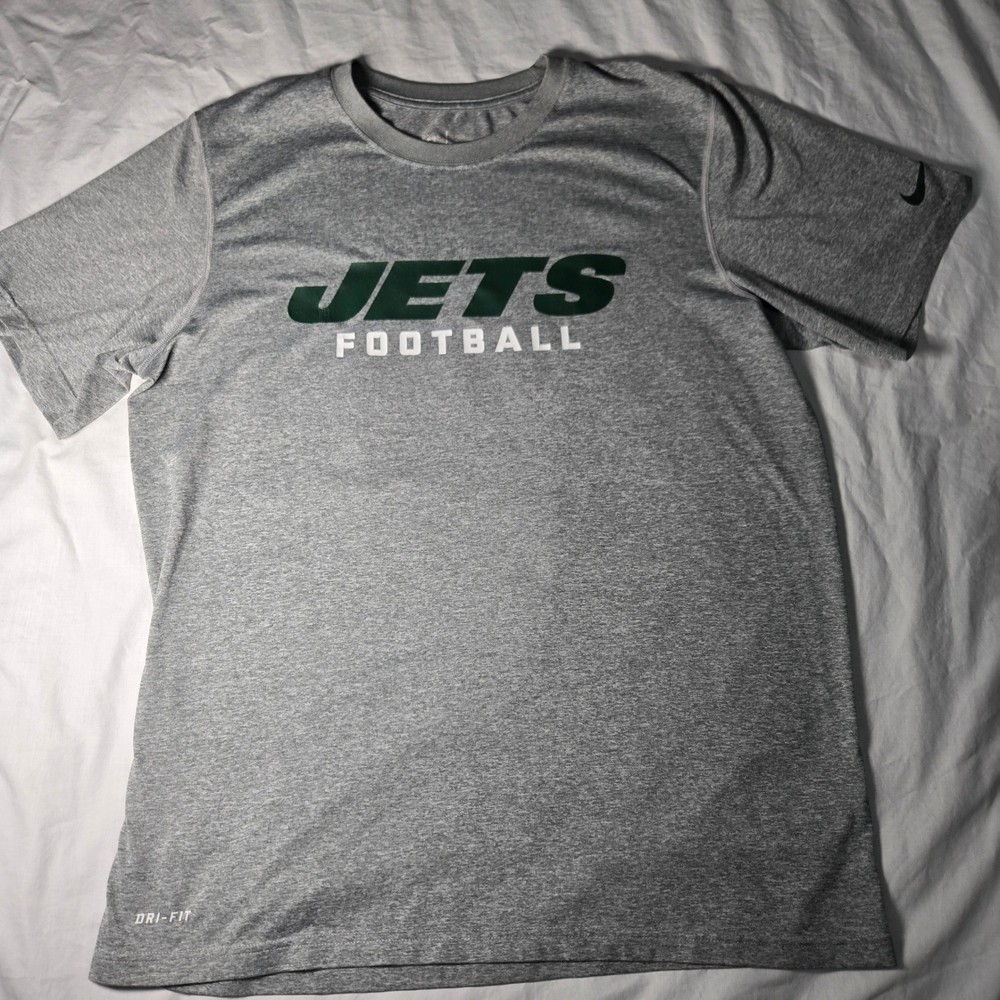 Nike New York Jets Football Dri-FIT Heather Gray Performance T-Shirt Mens L