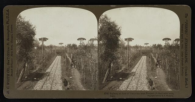Photo:Pompeii Italy 1906 Railway at Foot of Vesuvius Choked with Lava