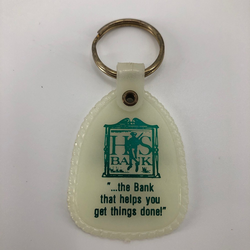 Vintage Crystal Illinois Home State Bank Glow in the Dark Promotional Keychain
