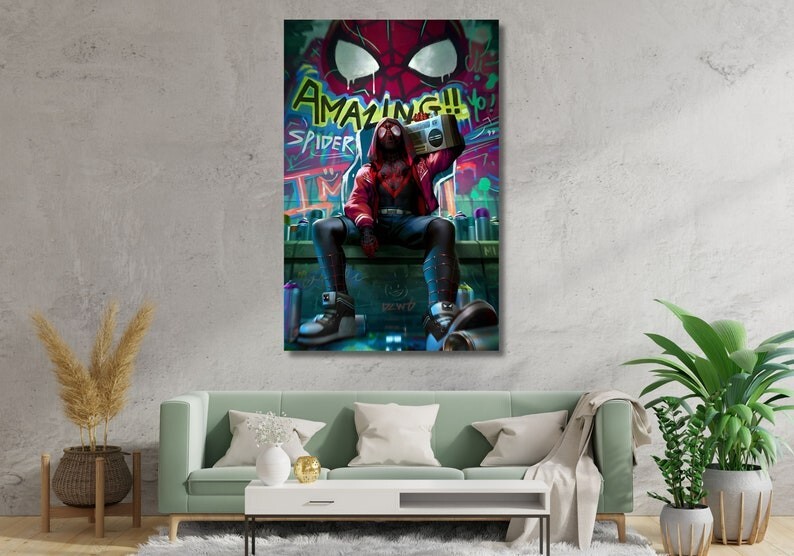 Amazing Graffiti Miles Morales Print,Spiderman,Miles Morales, Spiderman Poster