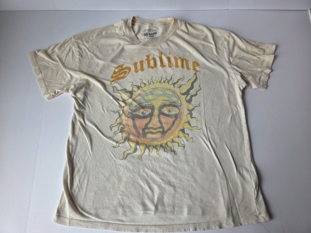 Sublime Band Tee American Eagle AE Graphic T Shirt Mens M Cream Sun Logo