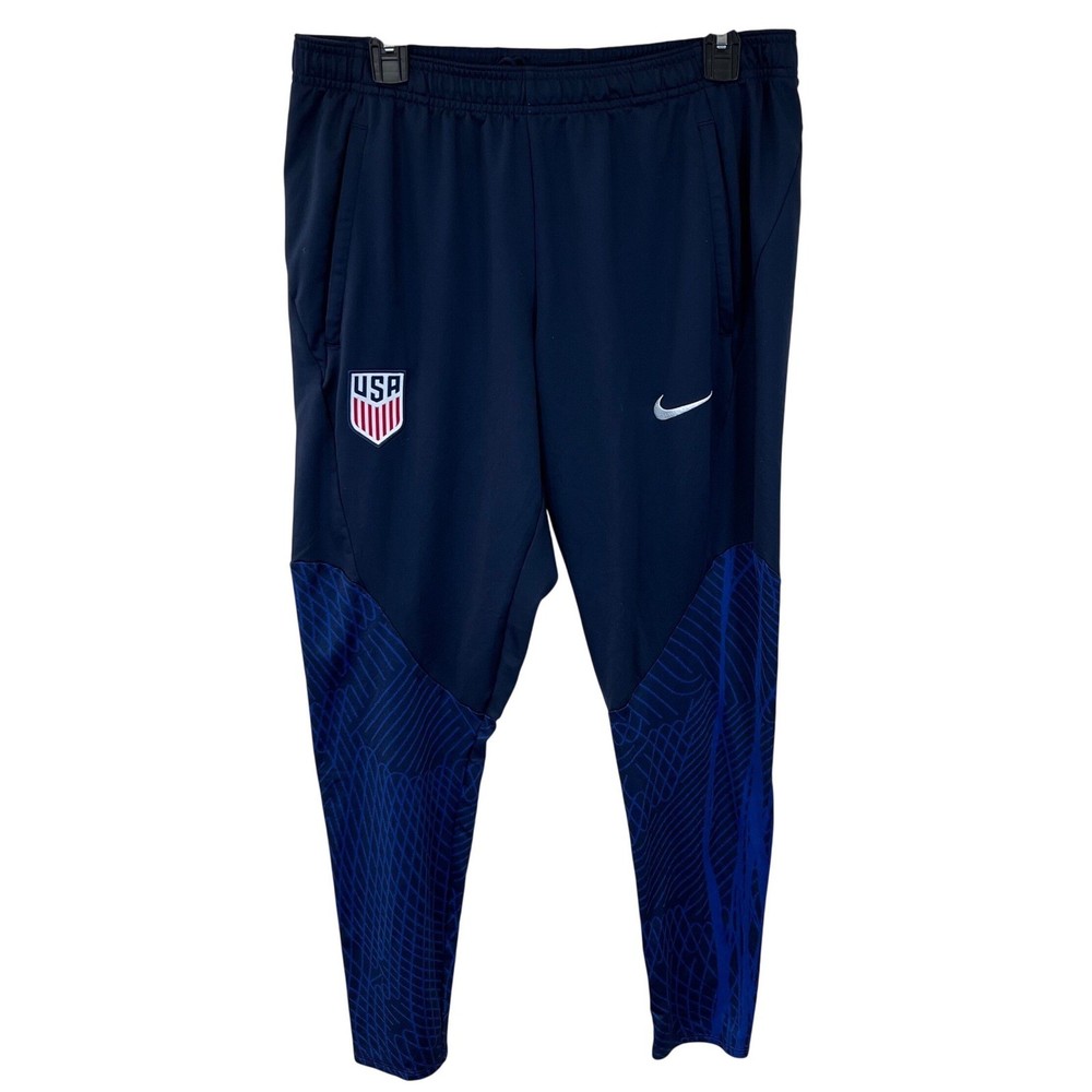 Nike USMNT Soccer Training Pants Mens L Navy Blue Dri-FIT Slim Fit USA Jogger