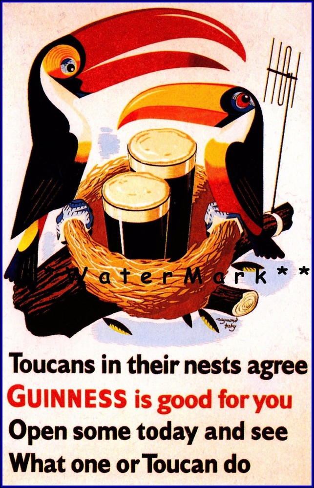 One Or Toucan Can Do Guinness Vintage Poster Print Toucan Birds Advertisement