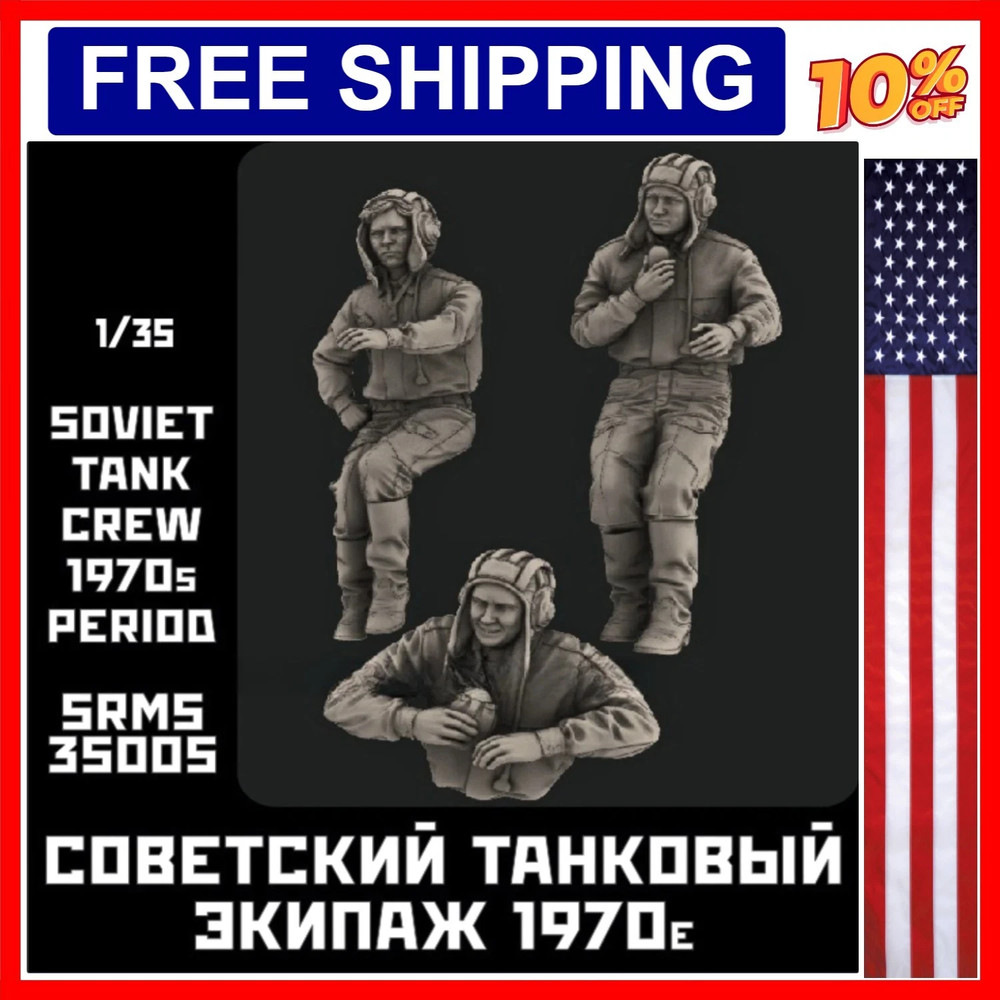 1/35 Figure resin unpainted model kit, military theme, Soviet tank crew (3 pe...