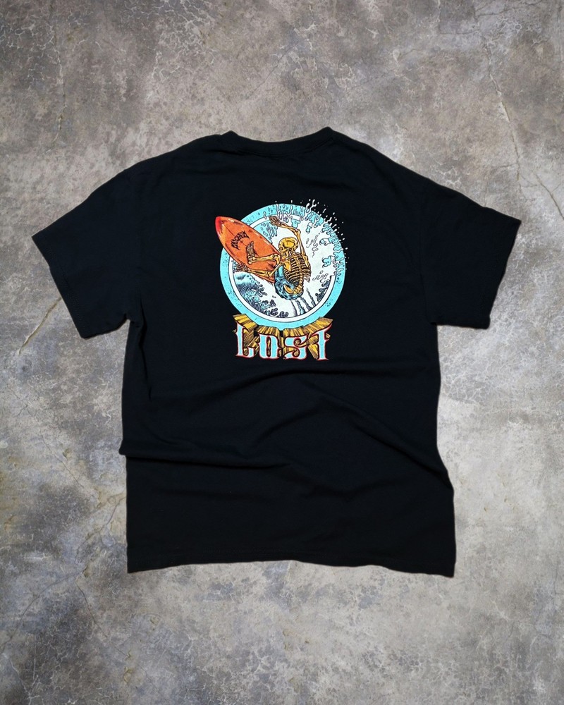 Lost Surfboards Skull Surf Graphic Tee Black Size Medium Streetwear
