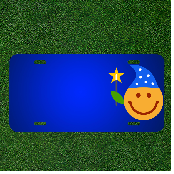 Custom Personalized License Plate Featuring Clem the Magic Smiley Wizard
