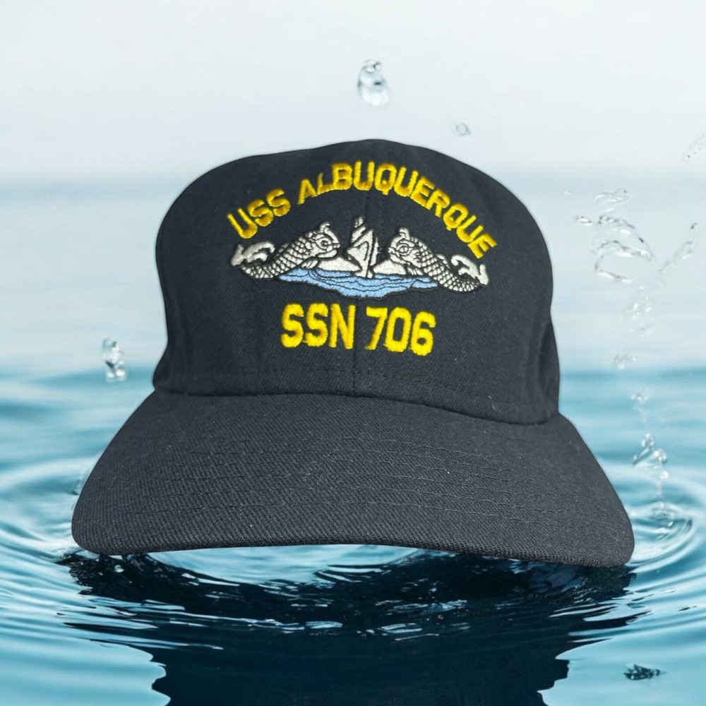 USS Albuquerque SSN 706 Hat Cap US Navy Embroidered Snapback Blue Made in USA
