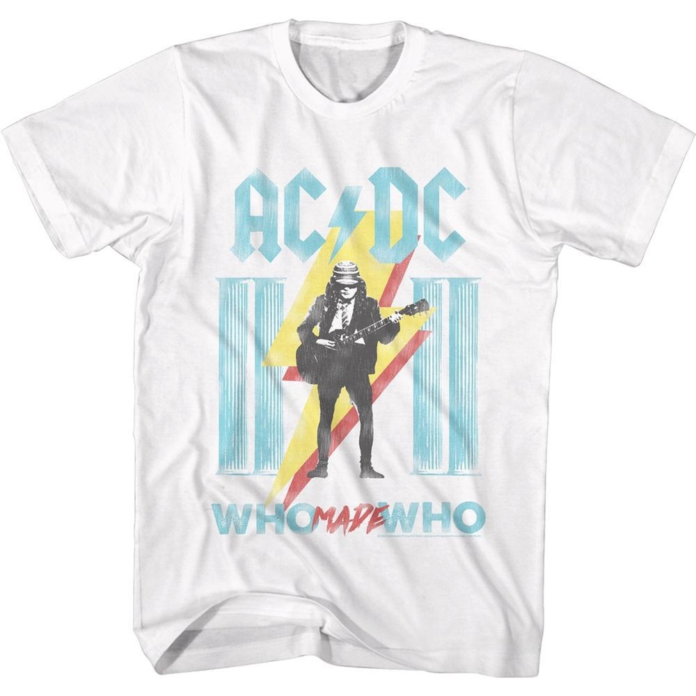 AC/DC Who Made Who White Rock and Roll Music Band T-Shirt