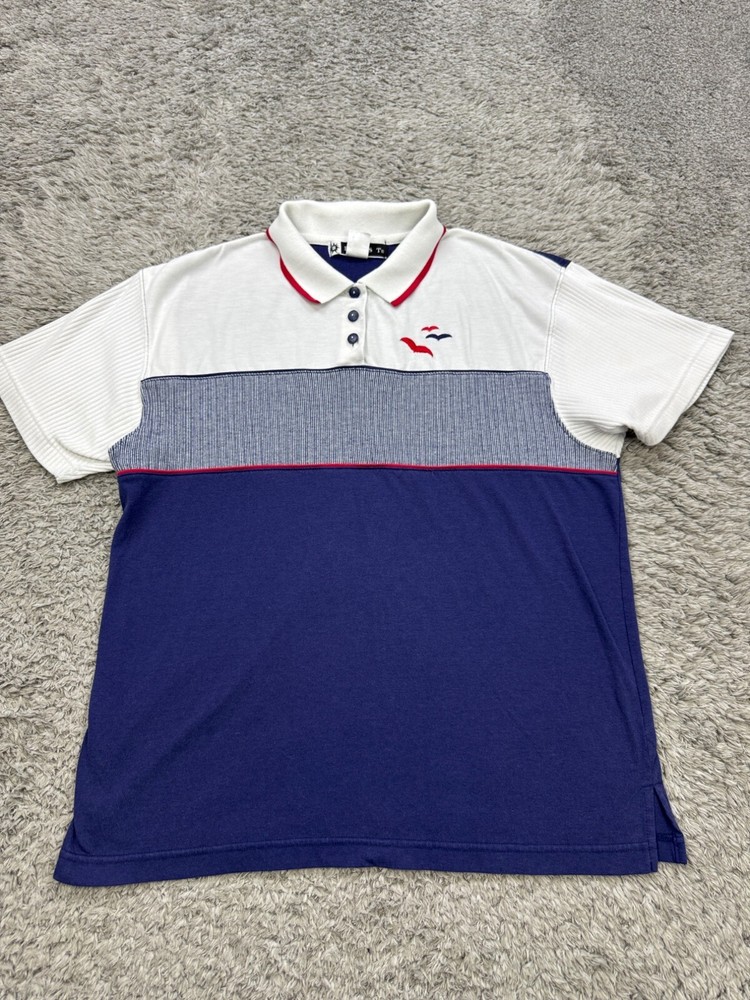 Vintage Blast Shirt Women's Large Colorblock Ribbed Short Sleeve Preppy Polo Top