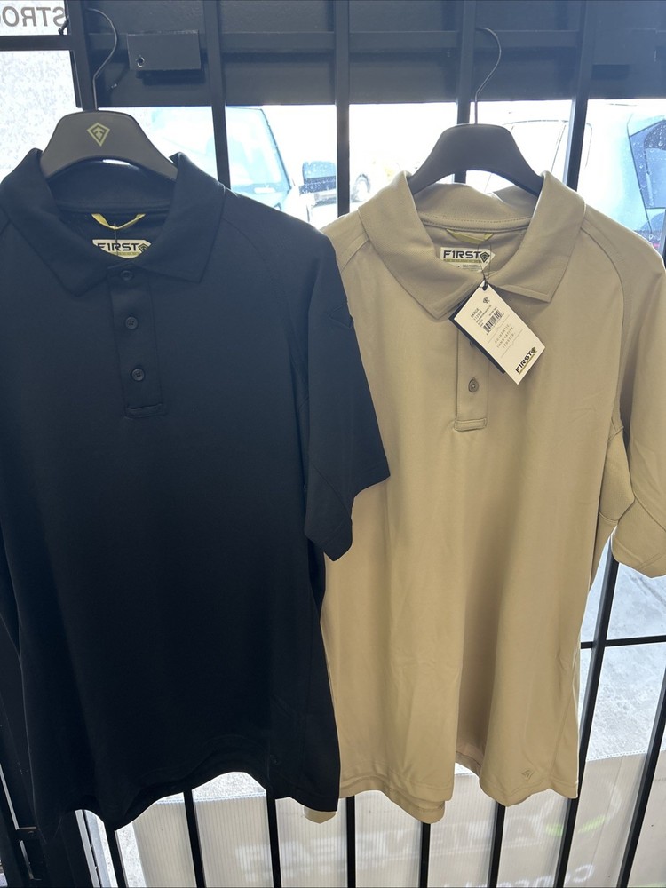 Men’s First Tactical Performance Short Sleeve Polo - Tan And Dark Navy
