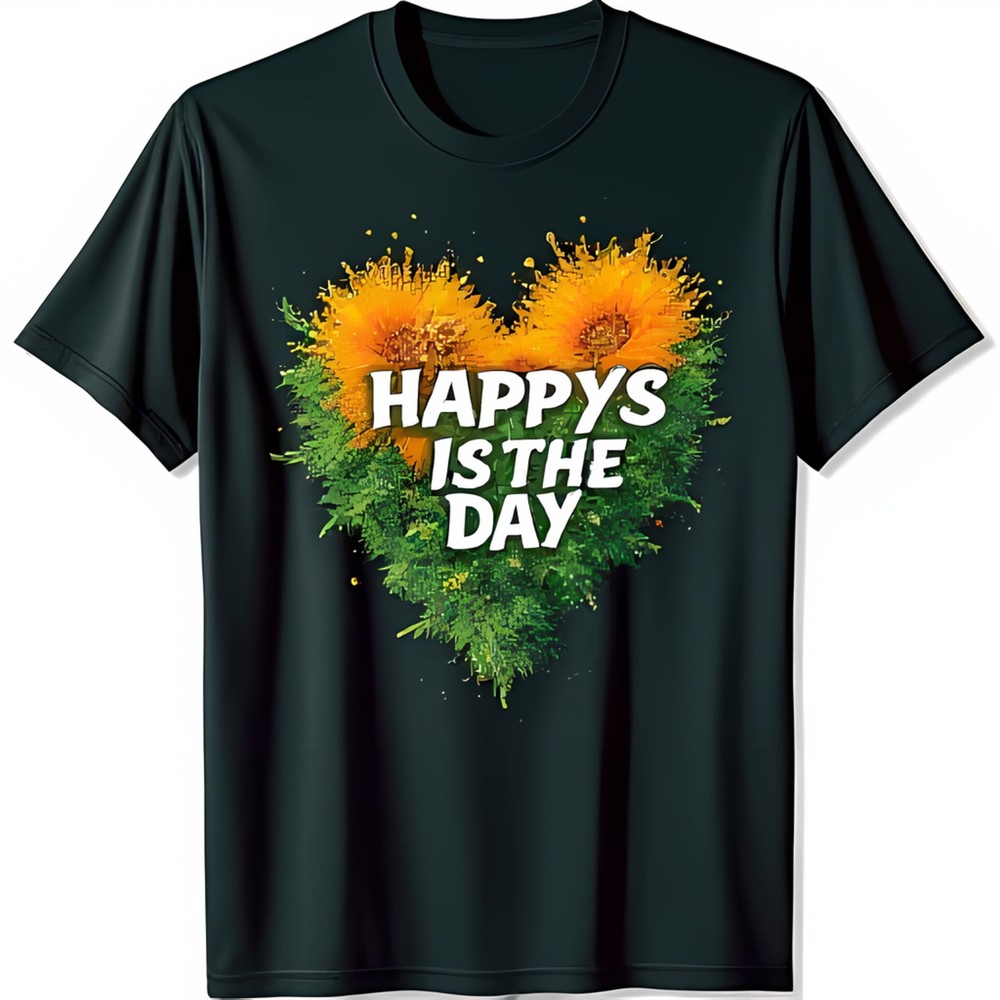 Eye Catching Black T-Shirt with Inspiring Nature Graphic for Positive Vibes